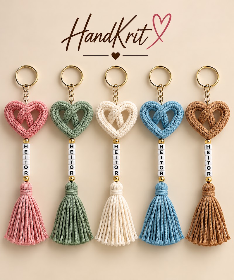 Heart Tassel Crochet Keychain